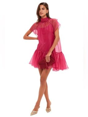 Simkhai Pomegranate Sheer Organza Mini Dress Size 6 NWT